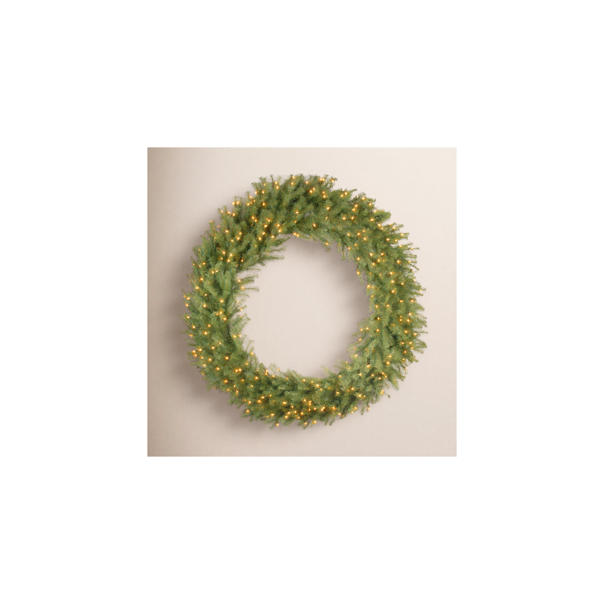 The Holiday Aisle® Norwood Fir Wreath with Lights, 60", Pre Lit