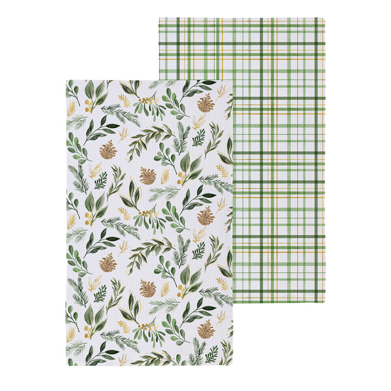 Serviette de cuisine épinette et pin double face à séchage rapide et tissage gaufré