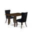 Ensemble de table de salle à manger 3 pièces composé d'une table de salle à manger rectangulaire avec Dropleaf et 2 chaises rembourrées, acajou-1859896907-1859896951