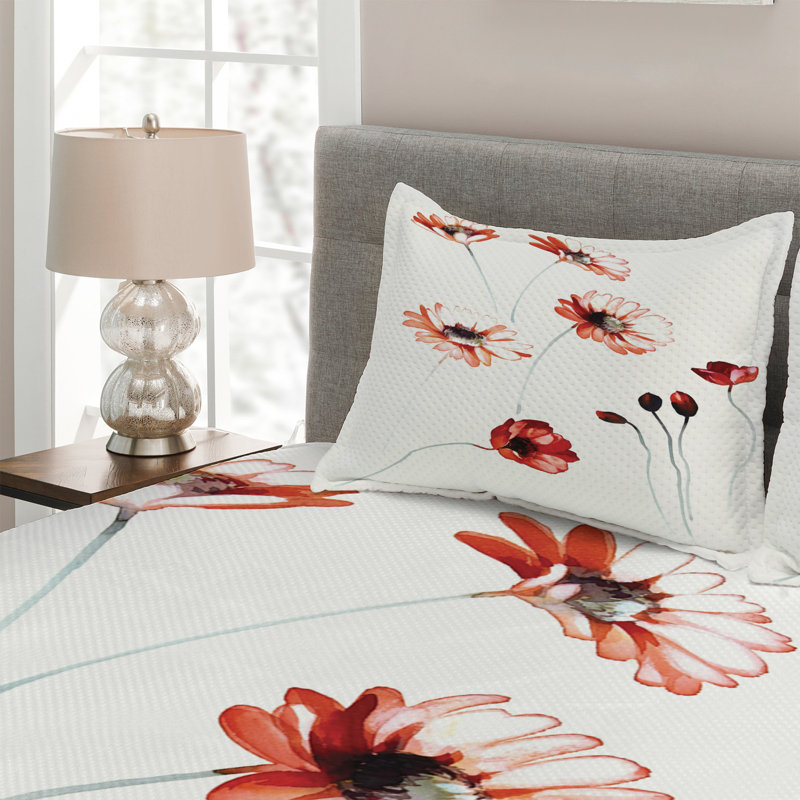 Flower Farmhouse / Country Polyester Coverlet, King Bedspread + 2 Shams