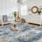 Modern Washable Rug 10x13 Large Contemporary Abstract Rug with Non Slip TPR Backing, Soft Non Shedding Floor Covering, Low Pile Thin Foldable Mat for Open Spaces Office, Blue-1357862313-1357862319