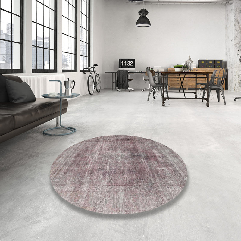 Tapis oriental mauve / gris Titan, Rond 8 pi