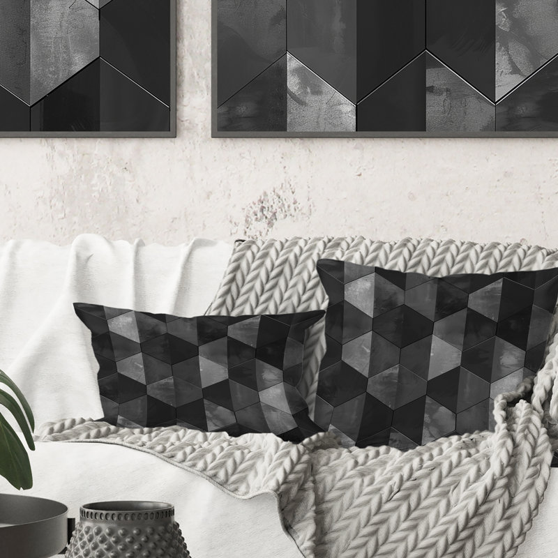 Grey Modern Rhombus Pattern II - Modern Throw Pillow, 16"H x 16"W
