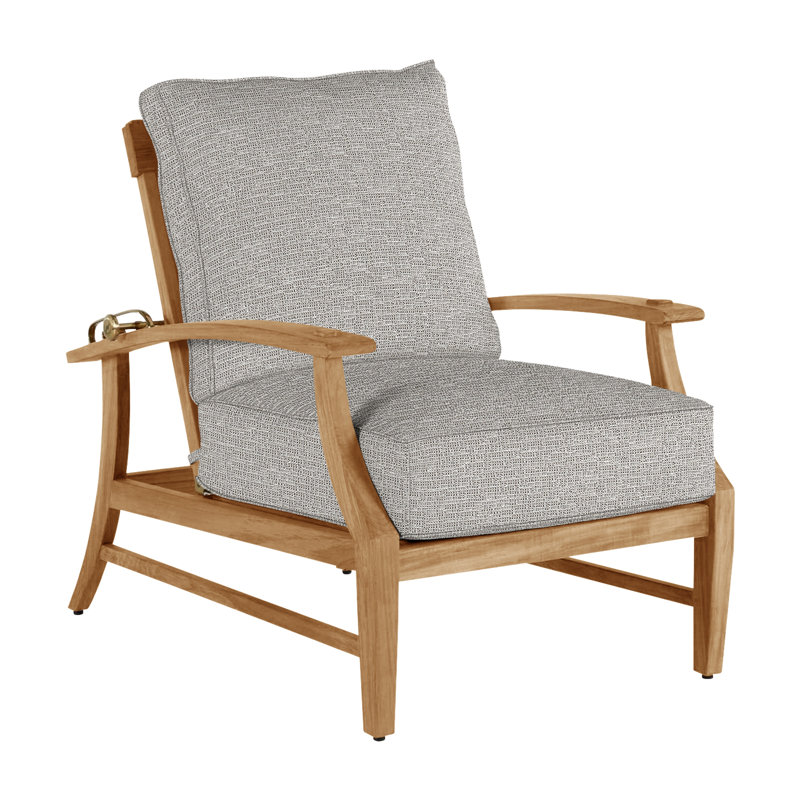 Fauteuil inclinable extérieur Croquet, No Welt + Standard Fill, Caramel tweed, Teck naturel