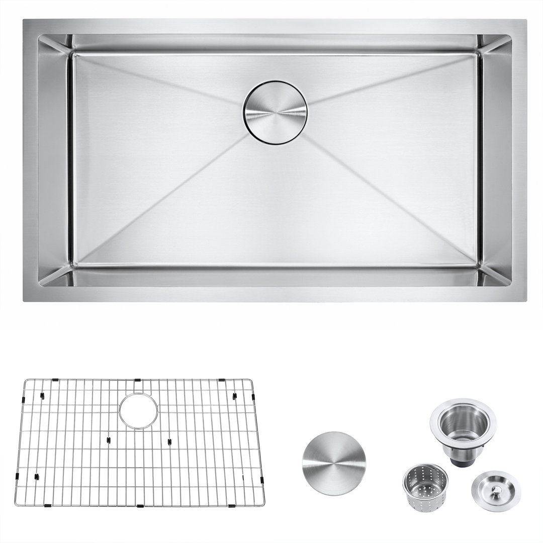 32'' L Undermount Single Bowl Stainless Steel Kitchen Sink ATTOP