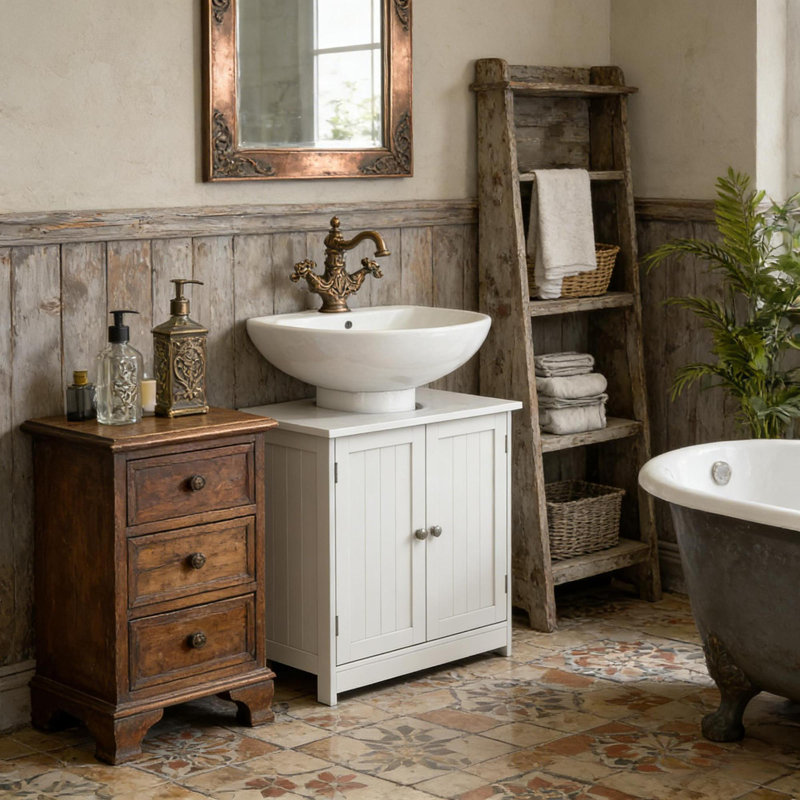 Armoire de rangement en MDF peu encombrante, organisateur de lavabo sur pied moderne