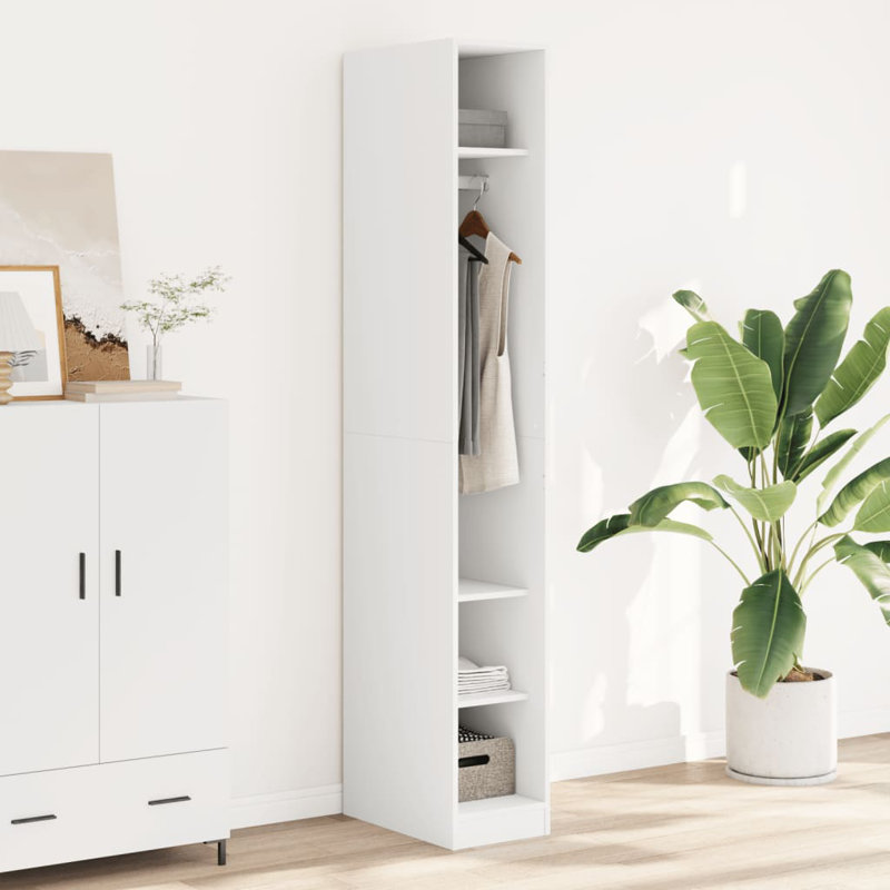 Sahrish Manufactured Wood Wardrobe, White, 30 x 50 x 200 cm