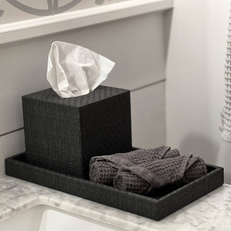 Wicker Vanity Tray, Black