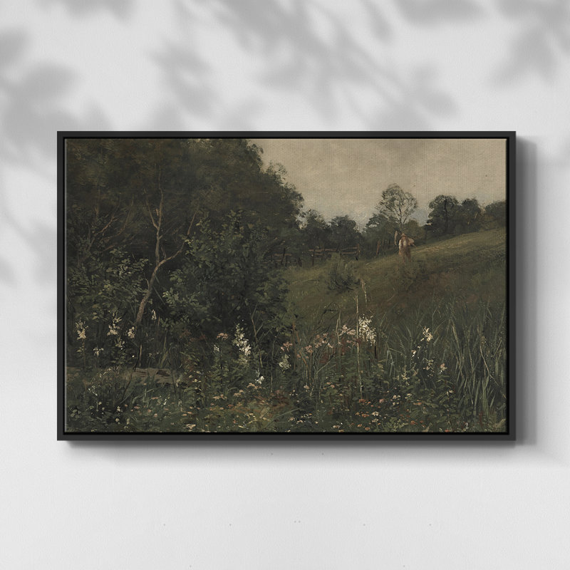 Paysage rétro - DLxx, H 27 po x l 41 po x P 2 po, Toile avec cadre flottant noir
