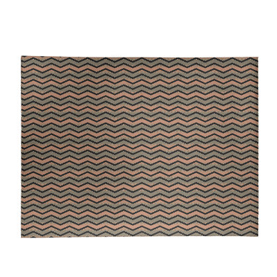 Tapis orange/brun foncé chevrons ondulés