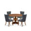 L'ensemble de table à manger 5 pièces comprend une table de salle à manger et 4 chaises de salle à manger en similicuir gris platine avec dossier capitonné - Finition noyer antique-1074924227-1074924249