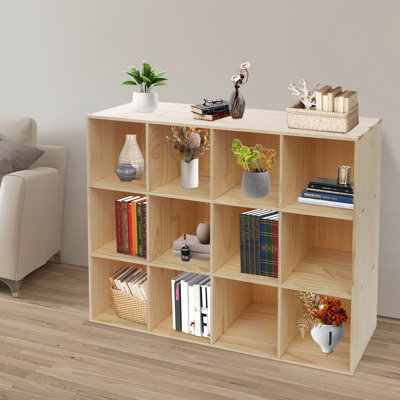 12-Cube Storage Shelf Bookcase 3-Tier Rectangular Storage Cabinet Display Cabinet With 12 Compartments by Ebern Designs