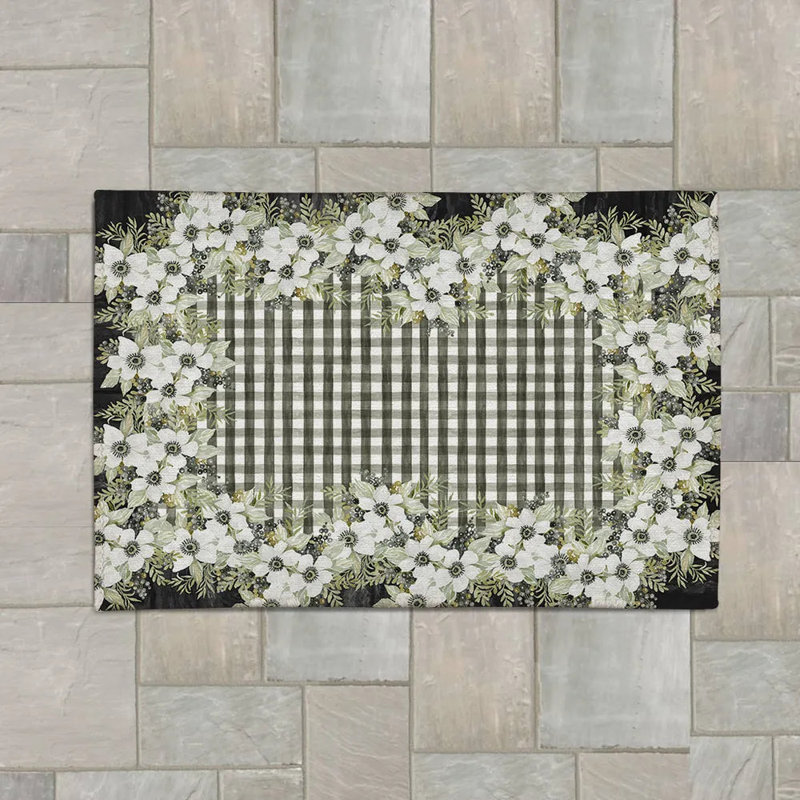 Tapis intérieur / extérieur en chenille tissé à la machine Blooming, Rectangle 4 pi x 6 pi