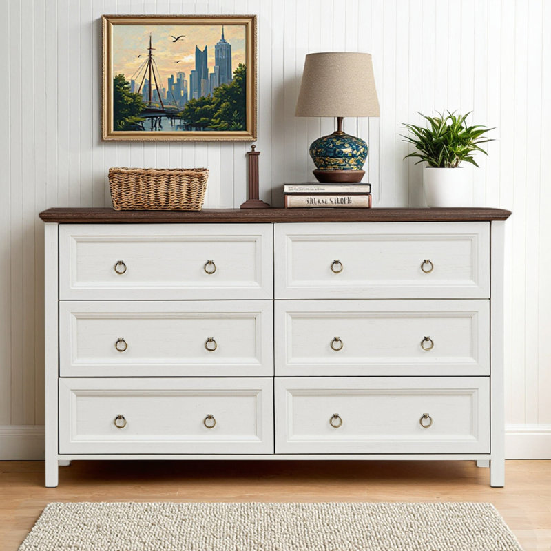 Commodes 6 tiroirs 54 po, Blanc