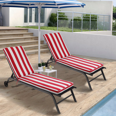 Outdoor Patio Lounge Chair Cushion Replacement, Red/White