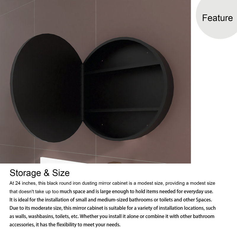 24'' W 24'' H Surface Framed Medicine Cabinet Mirror 2