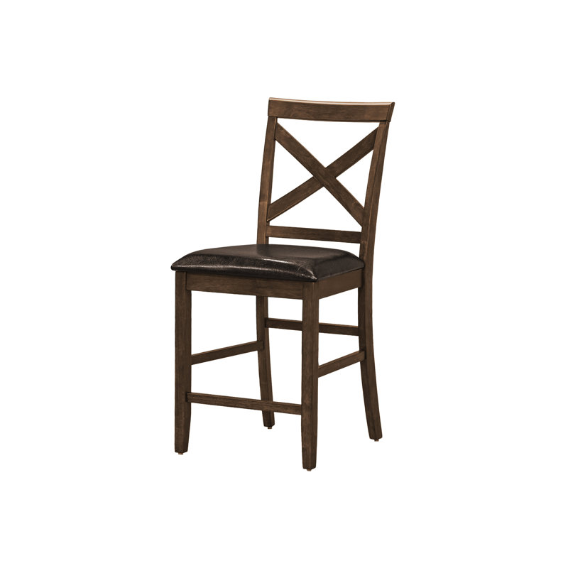 Chaises de salle à manger à hauteur de comptoir, de 2, noyer foncé et similicuir brun, pour chaises de chambre et de cuisine élégantes (2), noyer, revêtement en similicuir chaud