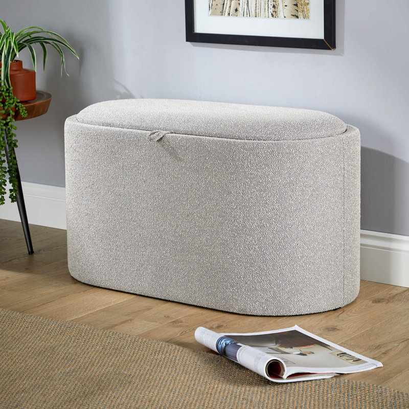Aurie 77cm Wide Rectangle No Pattern Standard Ottoman with Storage, Grey