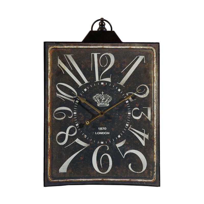 RaNesha Thaddeus Vintage-Styled Rectangular Wall Clock - 15.8x2x25.6" - Antique black/White