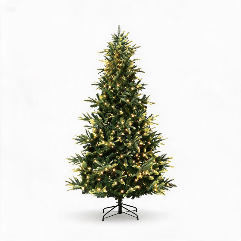 Pre-Lit Artificial Christmas Tree – 198.1 cm/228.6 cm, Thickened Spruce PE & PVC Divisions, Warm White UL Incandescent Lights, Fire-Resistant, Easy Assembly, Home/Office Holiday Decor