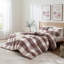Ensemble de housse de couette en coton délavé à carreaux Buffalo brun et crème Buffalo-122815342-131180471