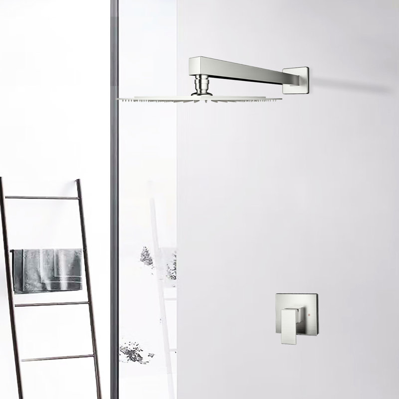 Brushed Nickel Shower Faucet, Wall Mounted Type - Brass, Valve Included Flooding Faucet