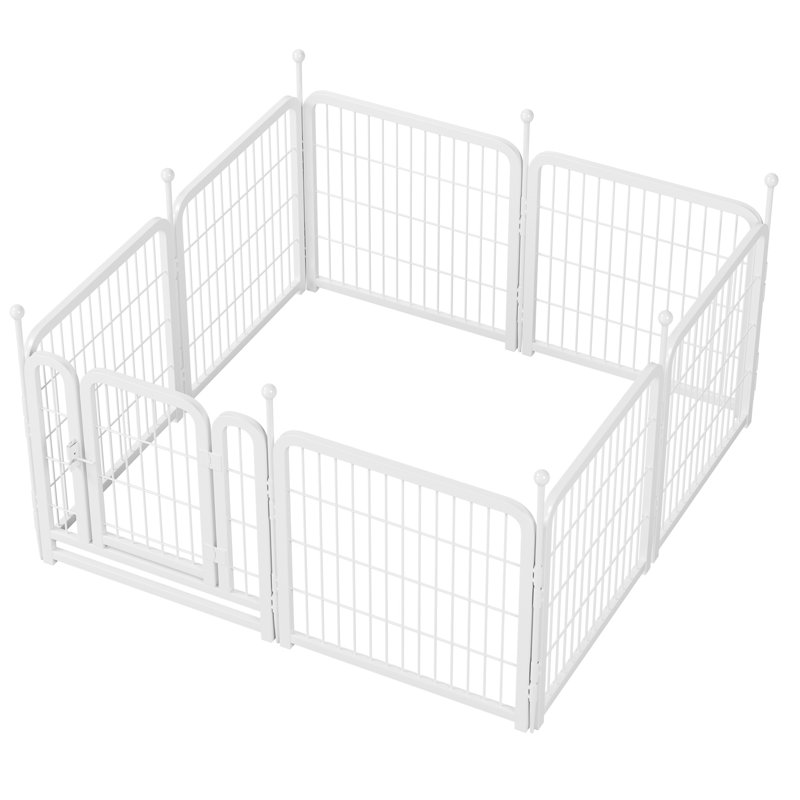 Parc pour chien pliable 24 po de hauteur, 8 panneaux, enclos pour chiots robuste, intérieur extérieur, rouille, fer, pour différentes tailles d'animaux de compagnie, rouille et zone affectueuse