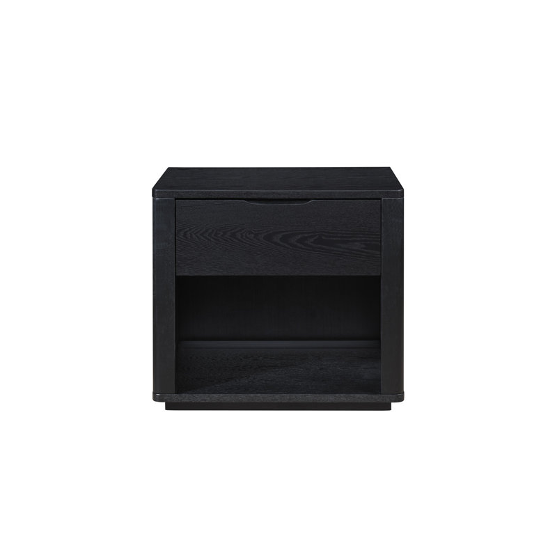 Venice Modern Nightstand With Soft Close Drawer, Black