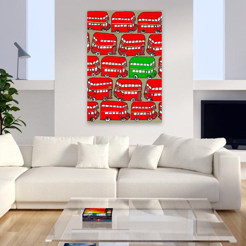 Odd Ones - Green Double Decker - Children Novelty Patterns Art, 48" H x 32" W