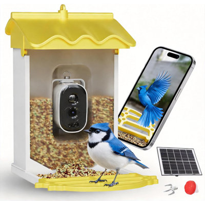 Smart Bird Feeder with 4K Camera and AI Recognition, Solar Powered, 2L Capacity, Night Vision, Squirrel Deterrent, for Outdoor Garden Bird Watching
