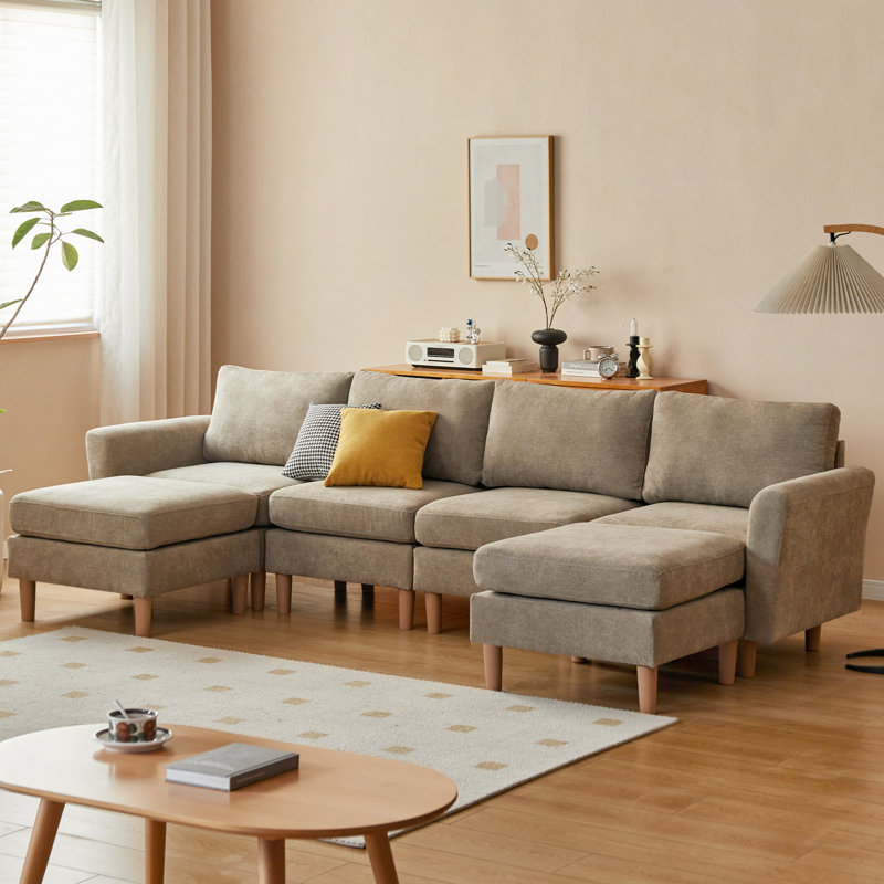 Canapé modulaire 6 pièces Sweetgrove, Tissu de polyester kaki