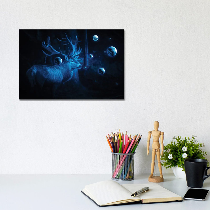Deer Cosmos by Milos Karanovic - Wrapped Canvas Print, 20.32 cm H x 30.48 cm W