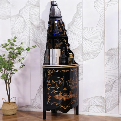 Modern Black Solid Wood Corner cabinet