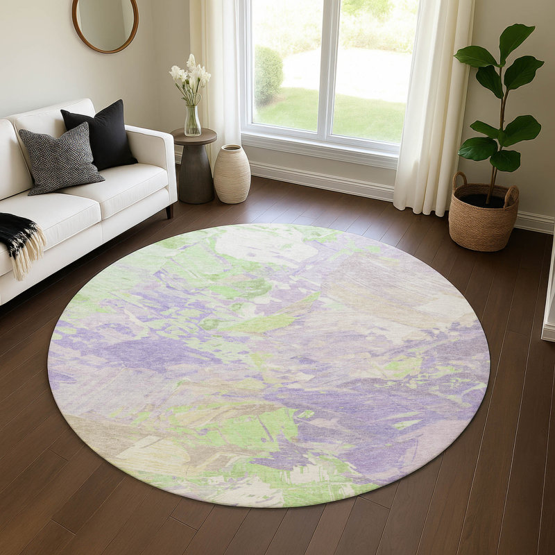 Premium Machine Washable Varroville AMF1713 Abstract Rug, Round 8'