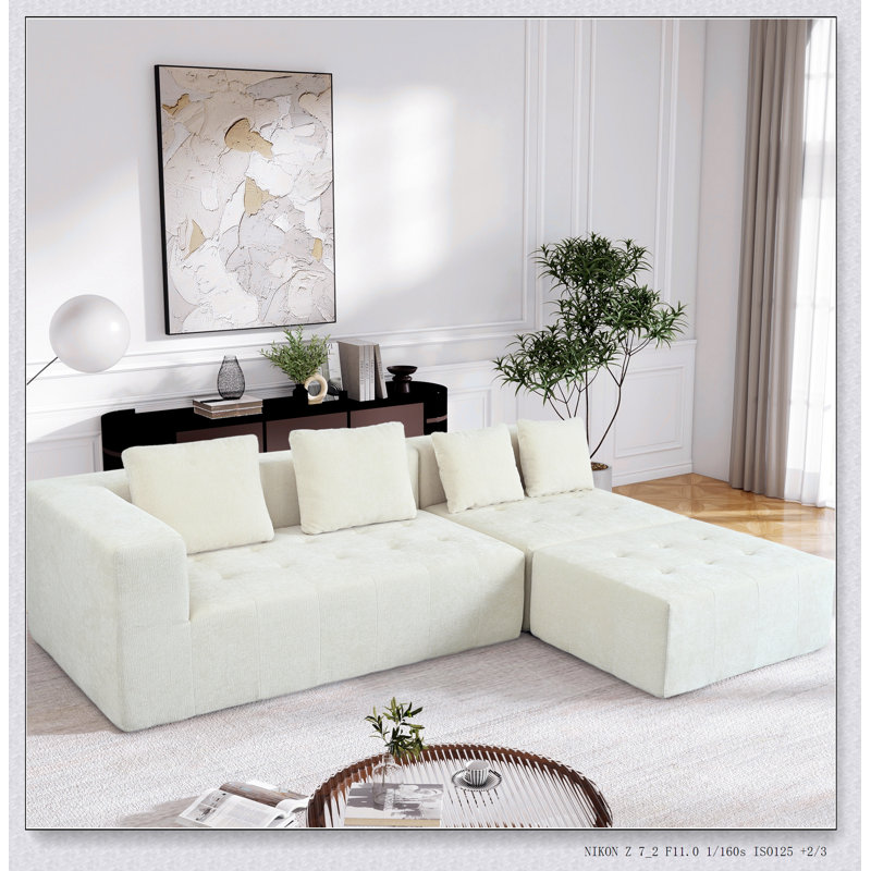 Grand canapé modulaire amovible Boneless, ensemble 3 pièces avec combinaison libre