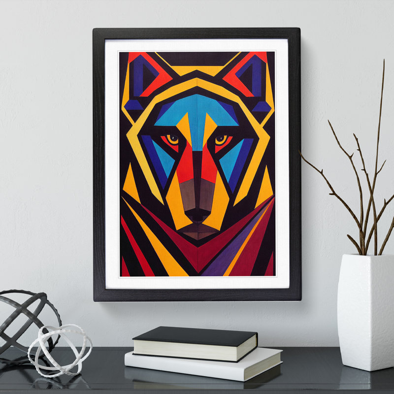 Wolf Art Abstract No.4 - Print, White, Black Framed Paper, 66cm H x 48cm W