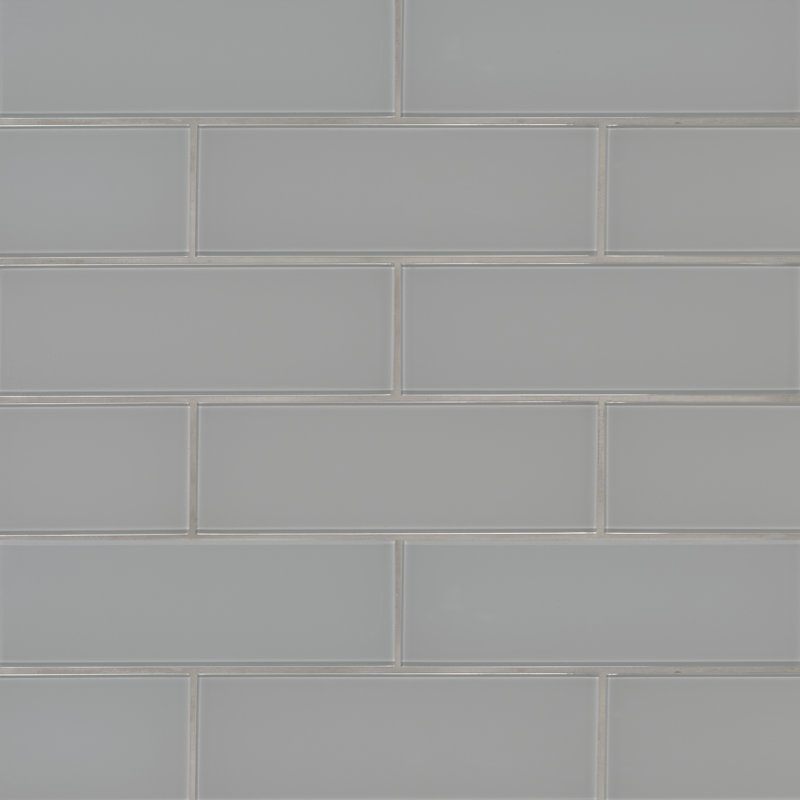Carrelage mural en verre brillant 4 po x 12 po Subway, Gris Taviro
