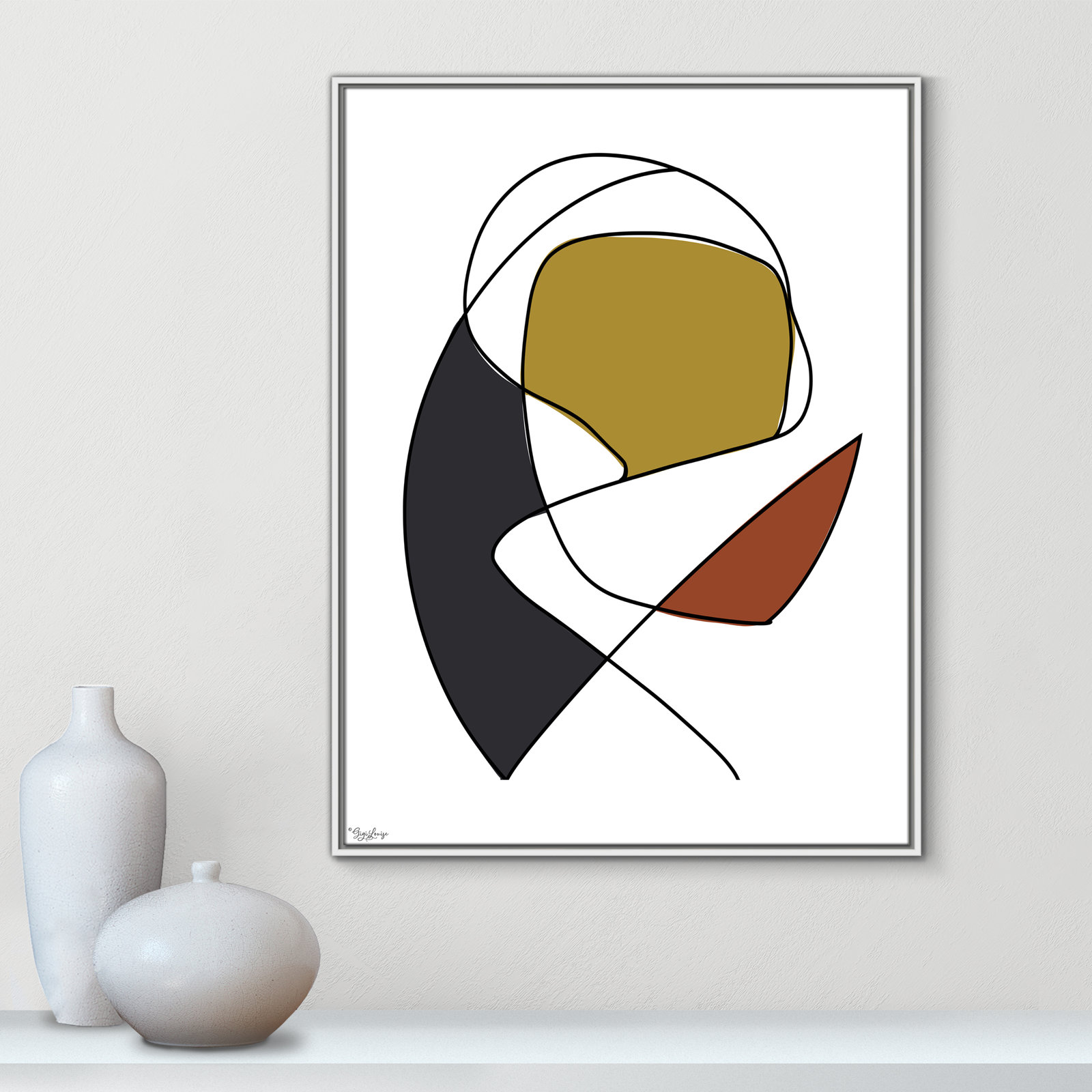 Paige "Abstract Tribeca 3" Print, 41.5" H x 31.5" W x 2" D, White