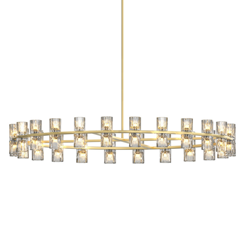 Lustre en cristal de luxe pour le salon et la salle à manger, avec éclairage à DEL, Or