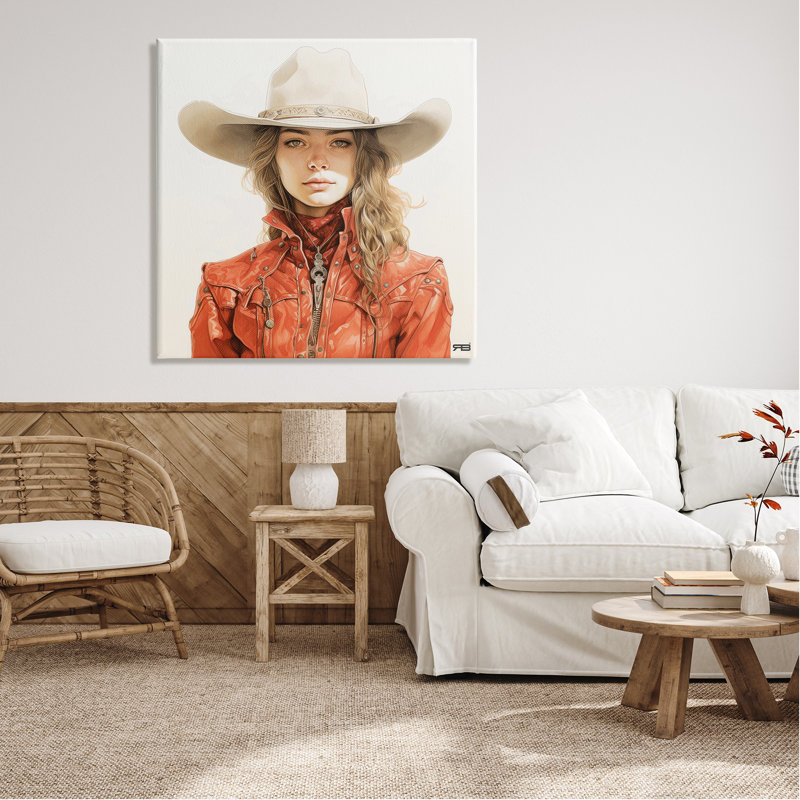 Western Cowgirl Portrait par RB, H 36 po x l 36 po x P 1,5 po
