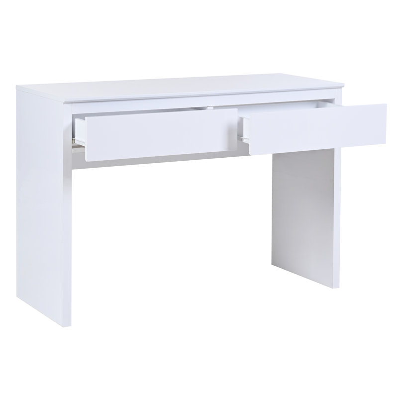 Coiffeuse moderne à deux tiroirs avec miroir et espace de rangement, convient aux chambres à coucher, aux coiffeuses et aux bureaux