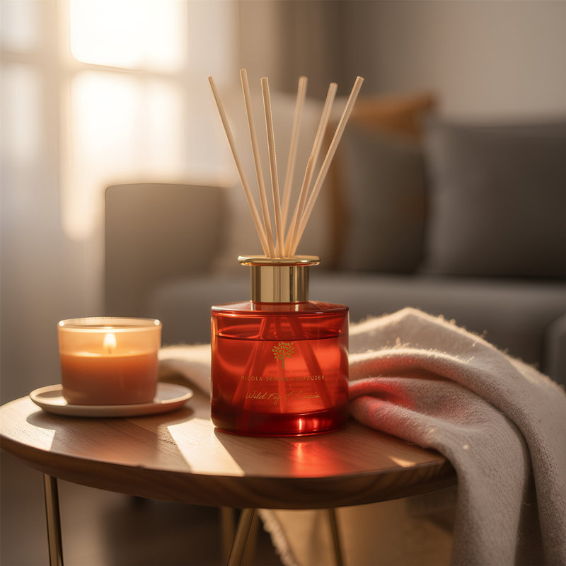 Nicola Spring Glass Reed Diffuser, Red, Wild Fig & Cassis
