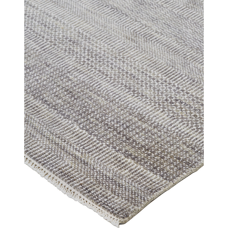 Tapis gris en acier noué à la main Reon, Rectangle 11 pi 6 po x 15 pi