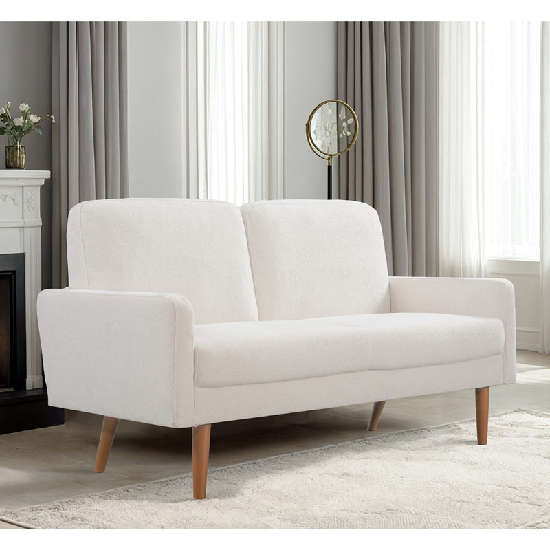 Canapé rembourré de conception moderne, Ivoire, H 33,07 po x l 67,32 po x P 29,92 po