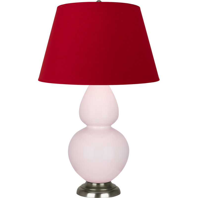 Lampe de table double gourde en céramique, Bleu marine/gris, Rose glacé à l'eau de rose / argent antique, Argent argent
