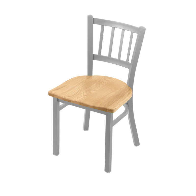 Contessa 18'' H Metal Side Chair, Wood-Natural Oak, Anodized Nickel
