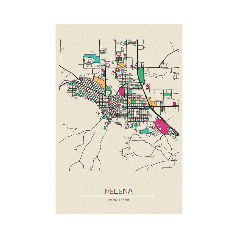 «Helena, Montana Map» par Ayse Deniz Akerman - impression sur toile tendue, H 18 po x l 12 po x P 1,5 po