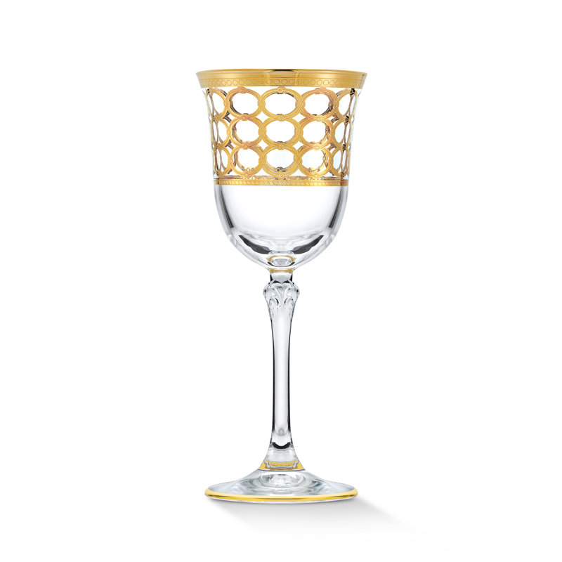 Infinity Gold Ring Handcrafted Crystal Wine Goblet Set of 4