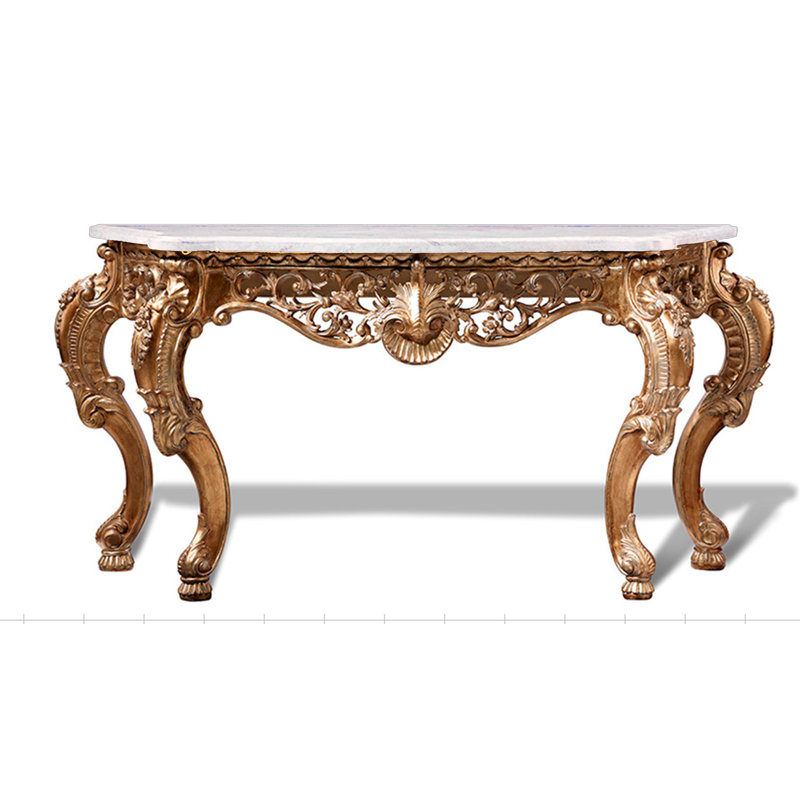 69.29'' W Marble Console Table, Black
