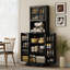 Armoire de cuisine, huche de cuisine avec 8 tablettes de porte, noir